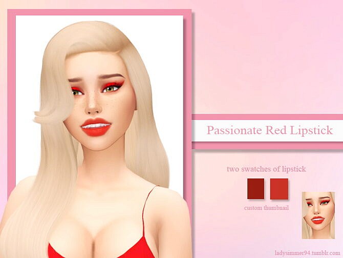 Sims 4 Passionate Red Lipstick by LadySimmer94 at TSR