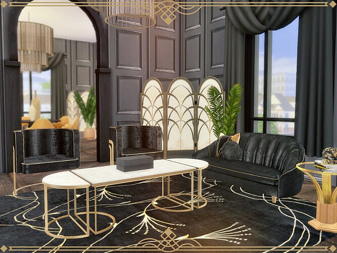 Retro Art Deco Living and Dining Room by Summerr Plays at TSR » Sims 4 ...