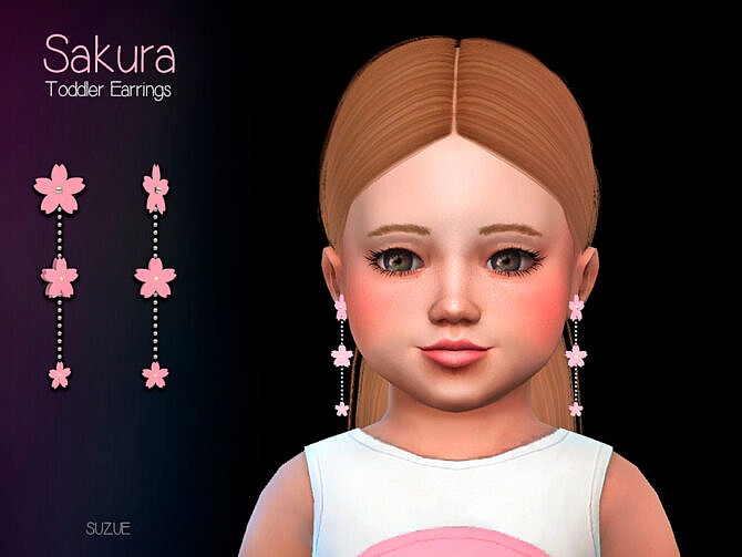 Sims 4 Sakura Toddler Earrings by Suzue at TSR
