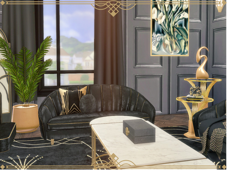 Retro Art Deco Living and Dining Room by Summerr Plays at TSR » Sims 4 ...