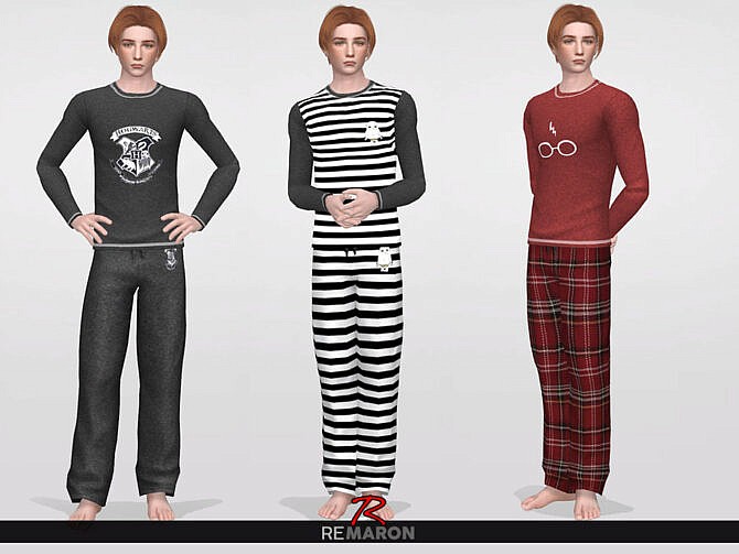 Sims 4 Harry Potter PJ Shirt 01 M by ReMaron at TSR
