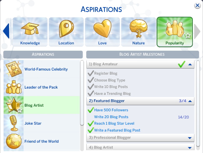 Sims 4 Blogging Aspiration, Career, and Hobby by adeepindigo at Mod The Sims 4