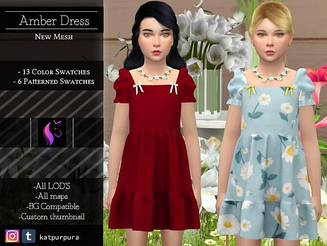 Sims 4 Amber Dress by KaTPurpura at TSR