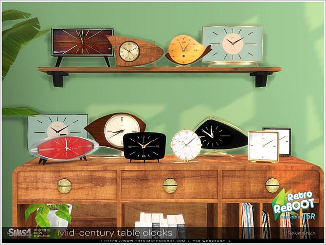 Sims 4 Mid century table clocks by Severinka at TSR