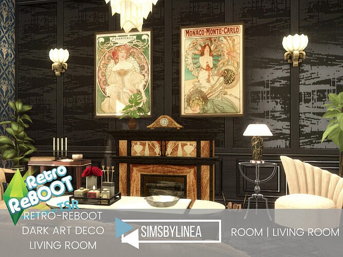 Retro Dark Art Deco Living Room By Simsbylinea