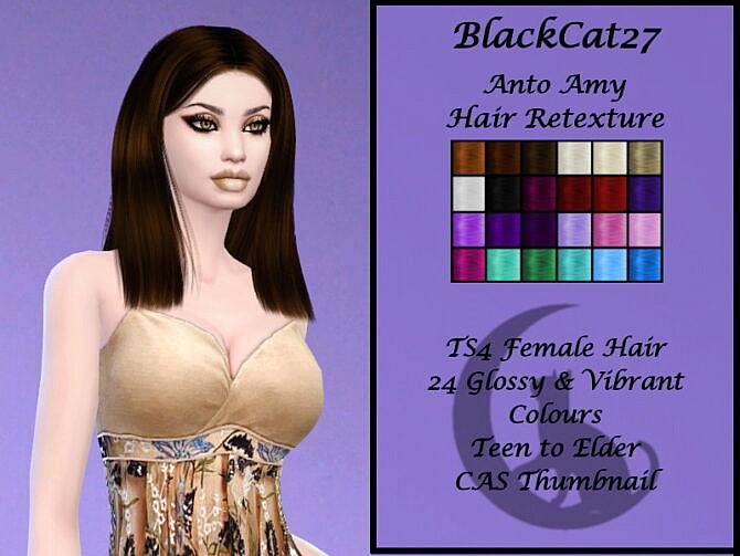 Sims 4 Anto Amy Hair Retexture by BlackCat27 at TSR