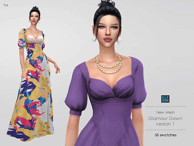 Sims 4 Glamour Gown V1 at Elfdor Sims