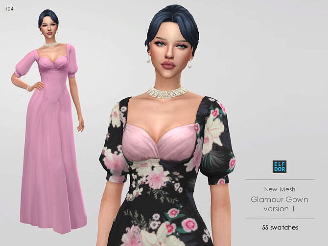 Sims 4 Glamour Gown V1 at Elfdor Sims