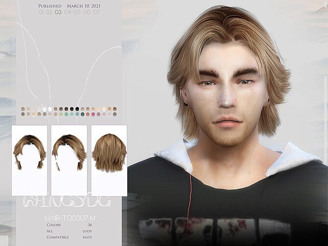 Sims 4 WINGS TO0307 hair by wingssims at TSR