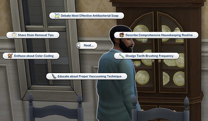 Sims 4 Trait Extras Neat & Slob Social Interactions by Helaene at Mod The Sims 4
