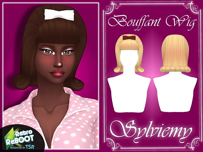 Sims 4 Retro Bouffant Wig Hair and Acc Set by Sylviemy at TSR