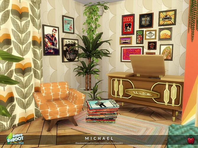 Sims 4 Retro Michael living by melapples at TSR