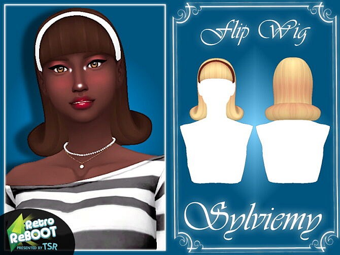 Sims 4 Retro Flip Wig Hair and Acc Set by Sylviemy at TSR