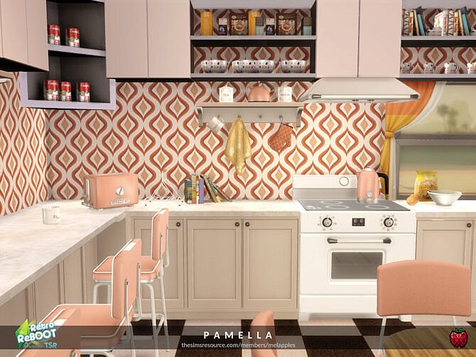 Sims 4 Retro Pamela kitchen by melapples at TSR