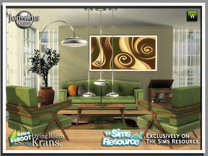 Sims 4 Retro Krans living room by jomsims at TSR