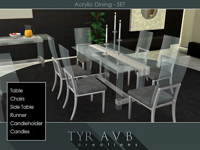 Sims 4 Acrylic Dining Set by TyrAVB at TSR