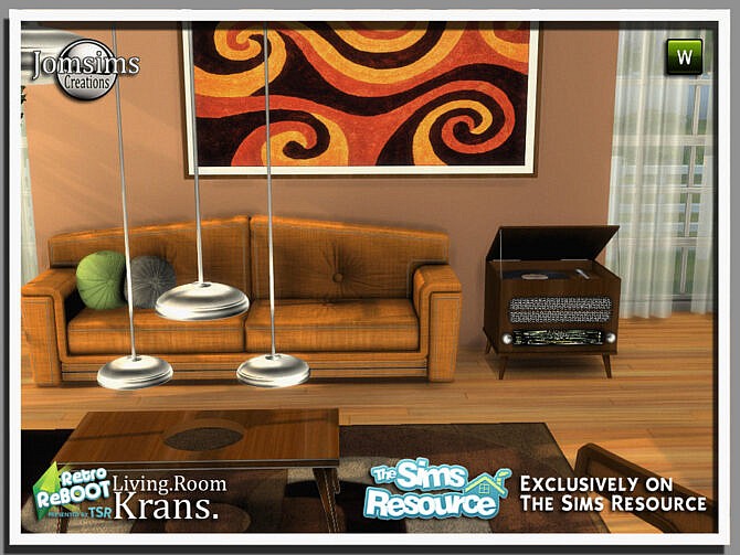 Sims 4 Retro Krans living room by jomsims at TSR