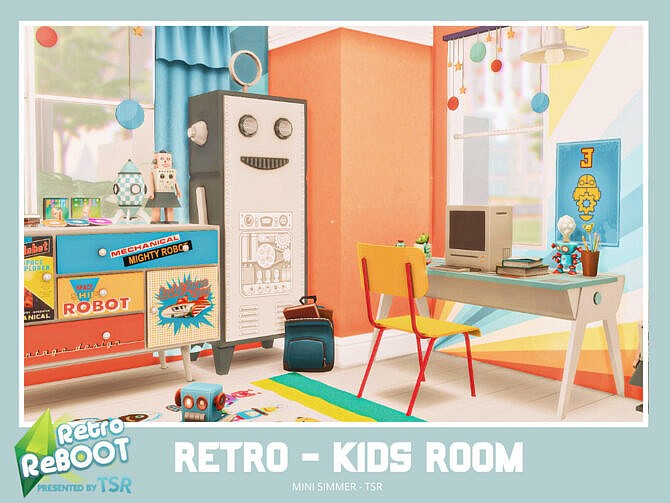 Sims 4 Retro Kids room by Mini Simmer at TSR
