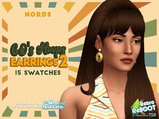 Sims 4 Retro 60s Hoops Earrings 2 by Nords at TSR