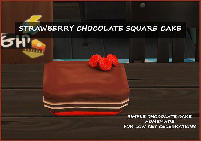 Sims 4 STRAWBERRY CHOCOLATE SQUARE CAKE at Icemunmun