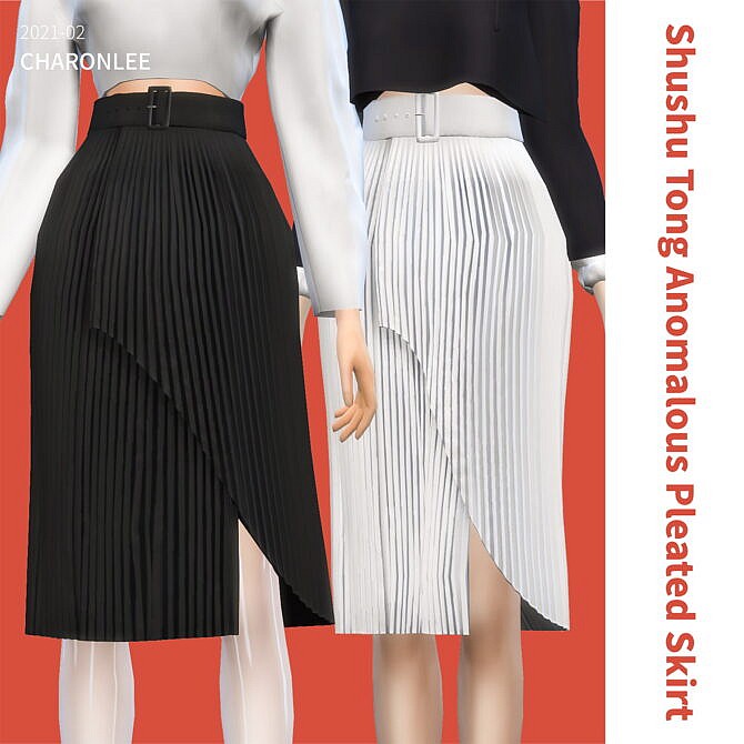 Sims 4 Shushu Tong Anomalous Pleated Skirt at Charonlee
