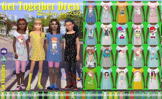 Sims 4 Get Together Dress for Kids Recolors at Annett’s Sims 4 Welt