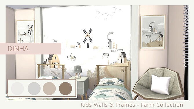 Sims 4 Kids Walls & Frames Farm Collection at Dinha Gamer