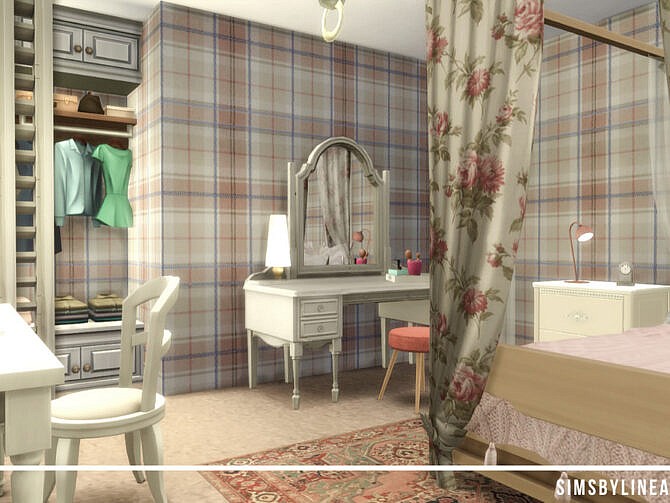Sims 4 Retro Beth Harmons Bedroom by SIMSBYLINEA at TSR