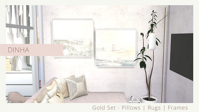 Sims 4 Gold Set Pillows | Rugs | Frames at Dinha Gamer