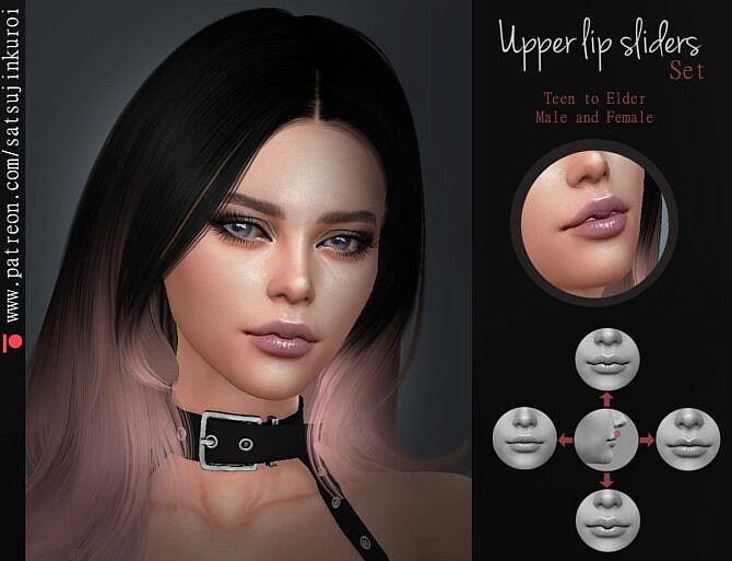 Sims 4 Upper Lip Slider Set at Satsujin