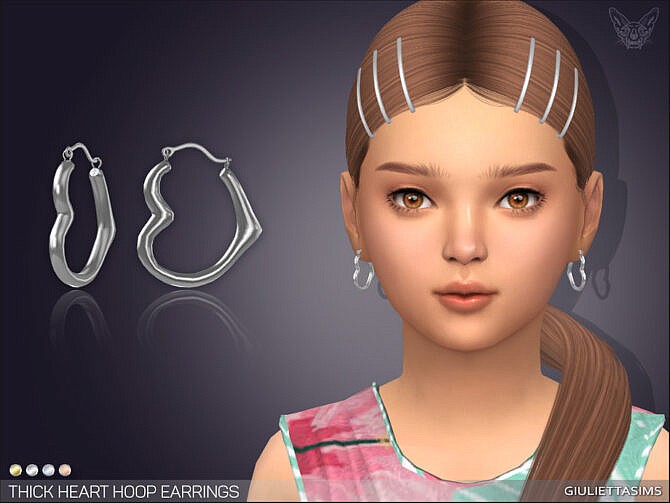 Sims 4 Thick Heart Hoop Earrings For Kids by feyona at TSR