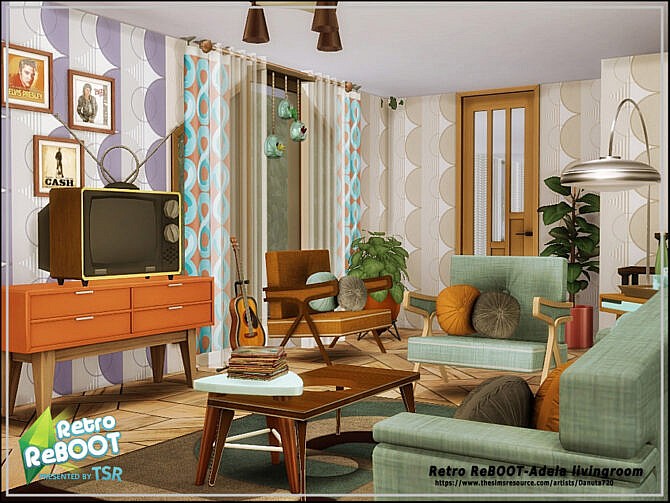 Sims 4 Retro Adela livingroom by Danuta720 at TSR