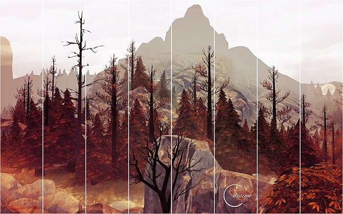 Sims 4 Dark Autumn Mural at Cross Design