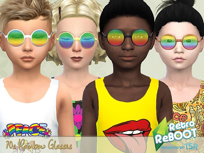 Sims 4 Retro 70s Rainbow Glasses by Pelineldis at TSR