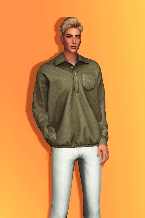 Collared Sweatshirt AM at Gorilla » Sims 4 Updates