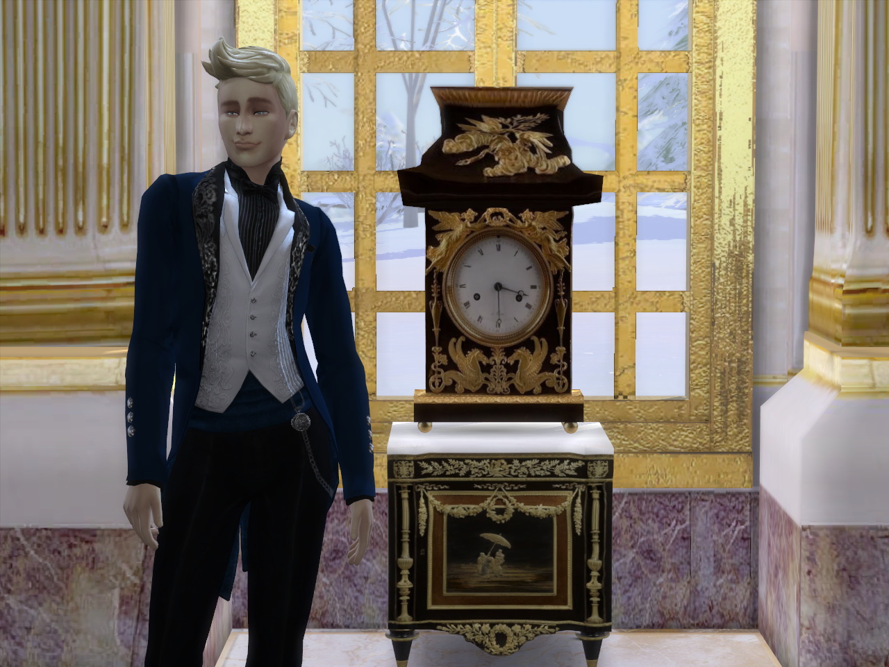 End Table & Clock + Wall Column at Anna Quinn Stories » Sims 4 Updates