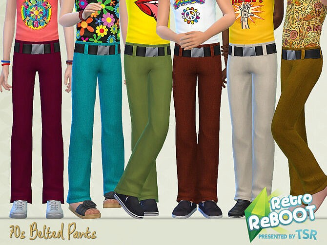 Sims 4 Retro 70s Belted Pants by Pelineldis at TSR