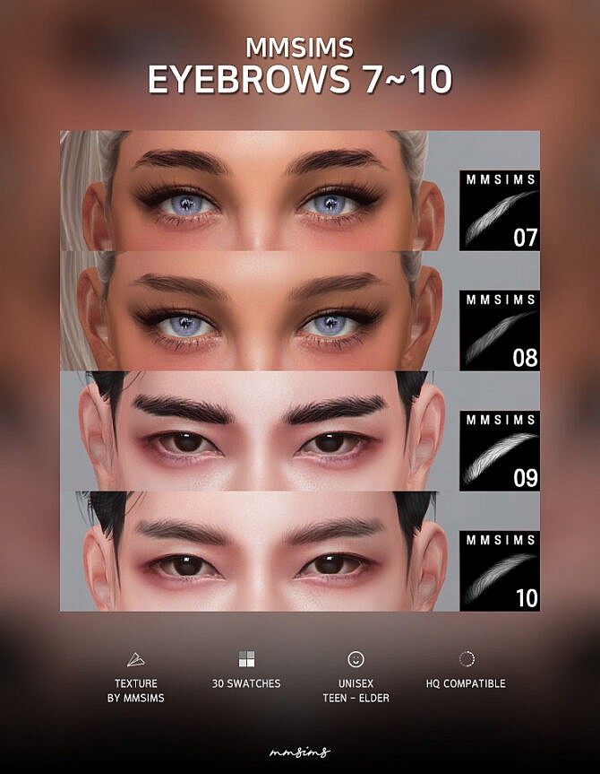 Sims 4 Eyebrows 7~10 at MMSIMS