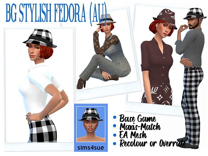 Sims 4 BG STYLISH FEDORA (AU) at Sims4Sue