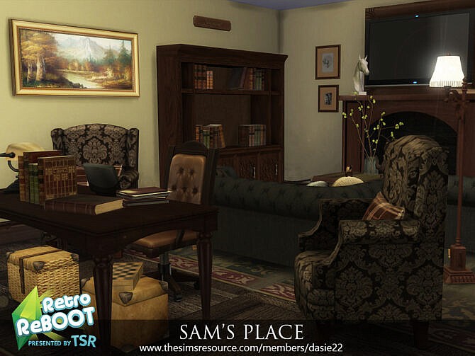 Sims 4 Retro SAMS PLACE livingroom by dasie2 at TSR