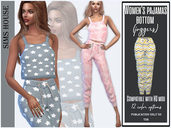 Sims 4 Womens pajamas bottom (joggers) by Sims House at TSR
