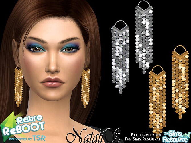 Sims 4 70s disco mesh earrings by NataliS at TSR