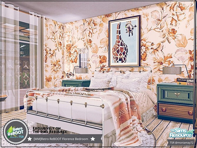 Sims 4 Retro Florence Bedroom by Moniamay72 at TSR