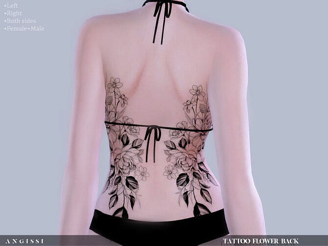 Sims 4 Flower back tattoo by ANGISSI at TSR