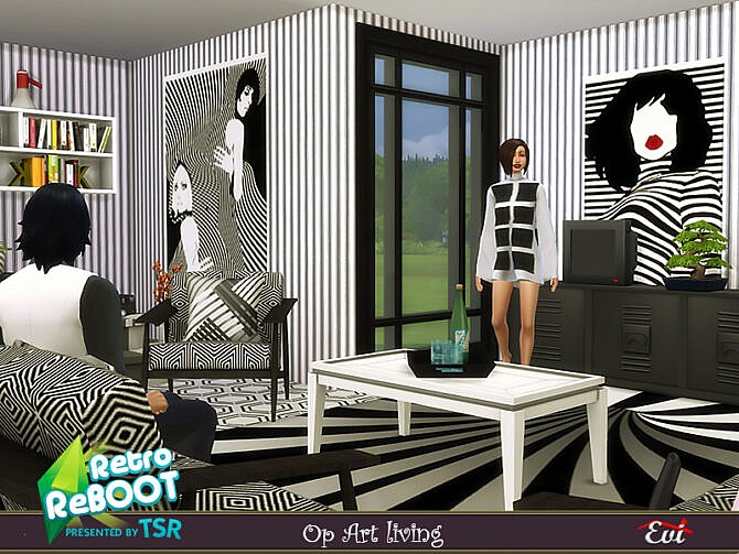 Sims 4 Retro mid 60s OP ART living by evi at TSR