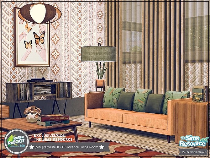Sims 4 Retro Florence Living Room by Moniamay72 at TSR