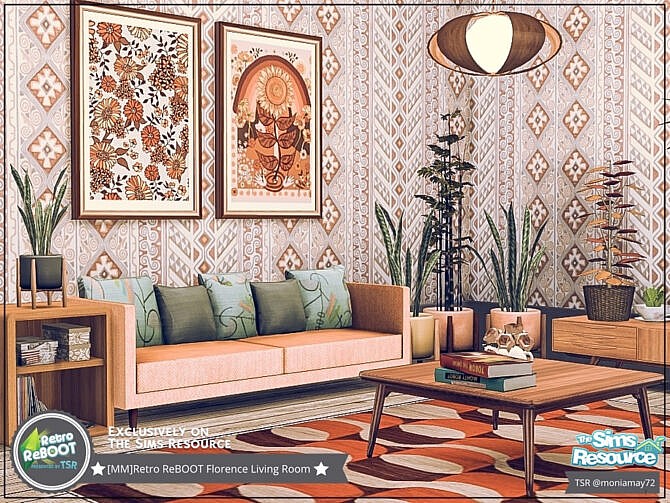 Sims 4 Retro Florence Living Room by Moniamay72 at TSR