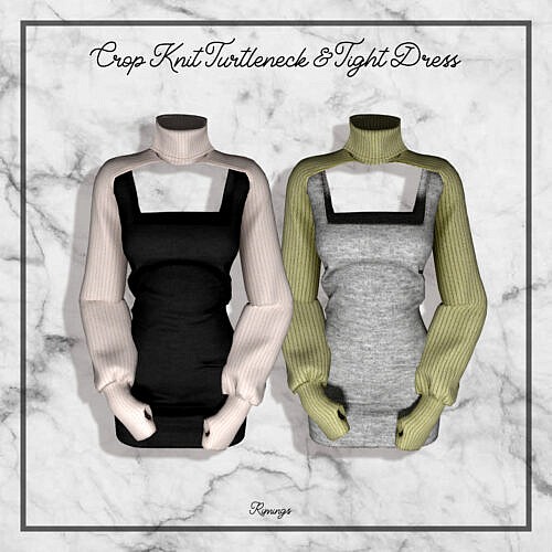 Crop Knit Turtleneck & Tight Dress
