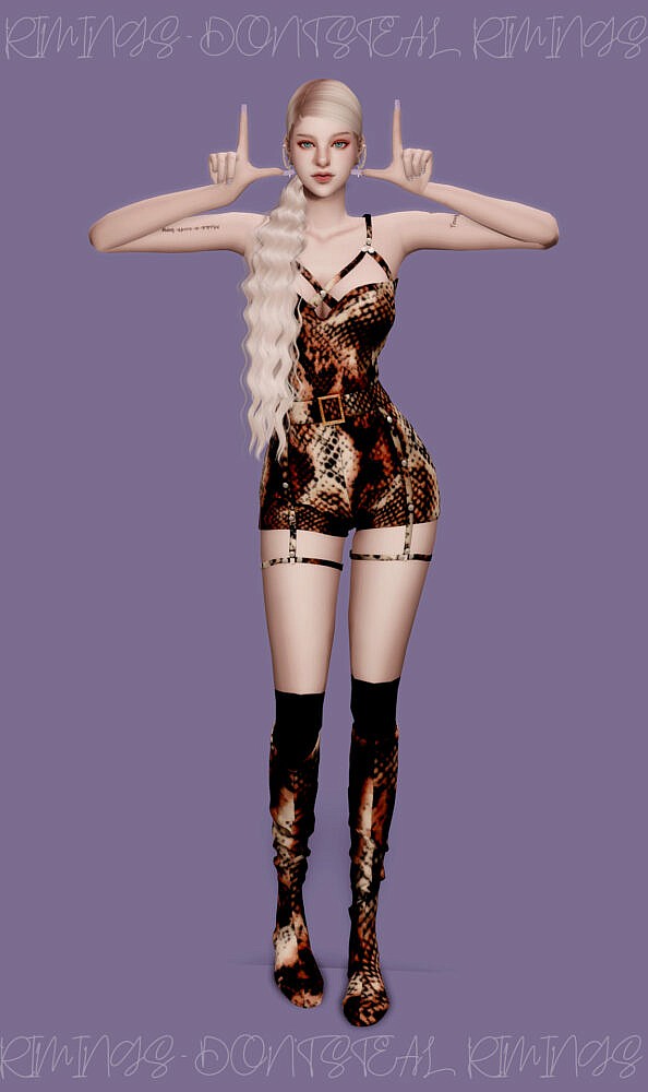 Sims 4 SUNMI TAIL Outfit & Long Boots & Pose at RIMINGs