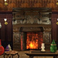 Fireplace & Vases